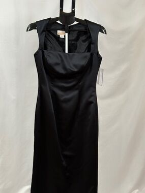 Alyce Designs Black Satin Minimalist Gown NWT Size 10 Prom Formal Dress